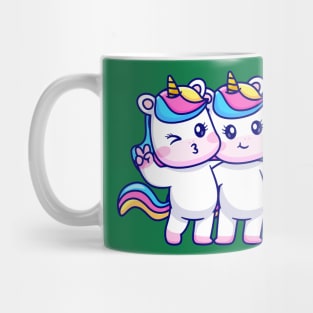 Cute couple Unicorn taking selfie with phone together Mug